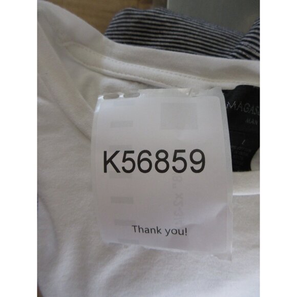 Magaschoni Shirt Large White Pullover T Tee Colorblock Striped Crewneck - Picture 9 of 9